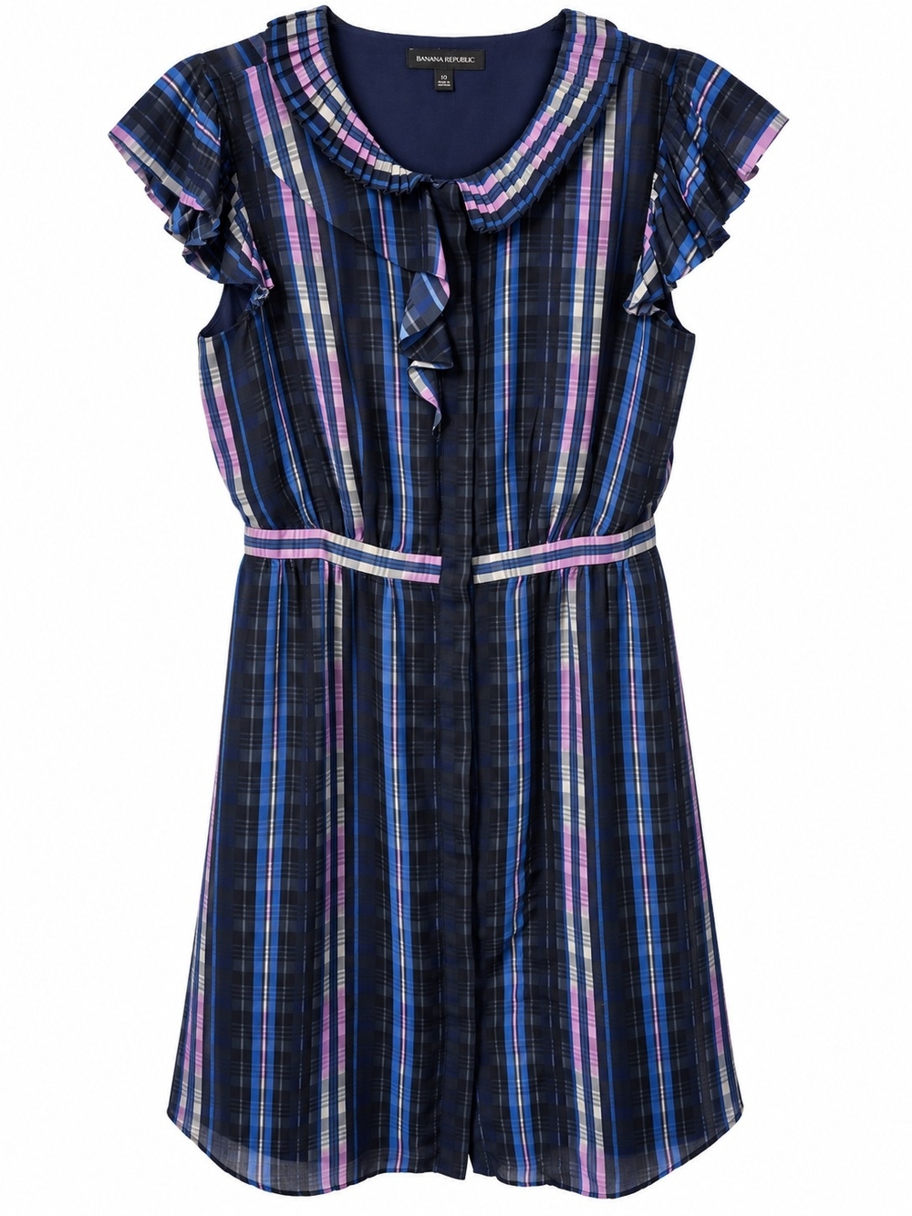 Banana Republic Navy Plaid Dress with Pink and Blue Stripes